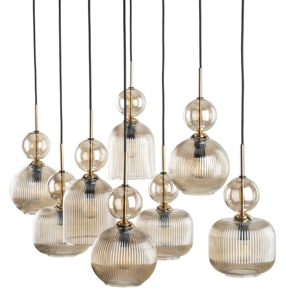 Lampada a sospensione SOPHIA con cavo 8xE14/10W/230V Nero/Beige fumé