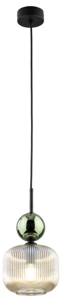 Lampada a sospensione con cord SOPHIA 1xE14/10W/230V nero/verde/fumé beige
