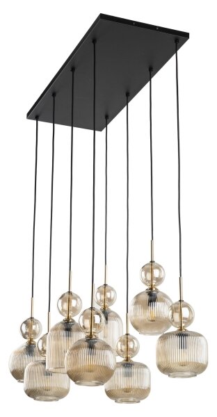 Lampada a sospensione SOPHIA con cavo 8xE14/10W/230V Nero/Beige fumé