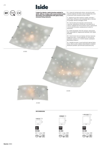 Redo 05-904 - Plafoniera ISIDE 1xE27/42W/230V 30x30 cm trasparente