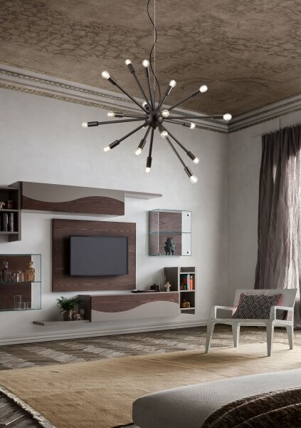 Redo 01-2934 - Lampadario sospeso STELLAR su cavo 12xE14/25W/230V, nero
