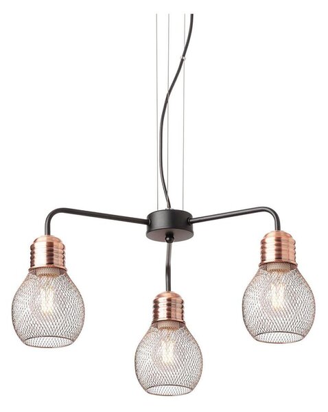 Redo 01-1579 - Lampadario sospeso con cavo EDISON 3xE27/42W/230V diam. 53 cm nero/rame