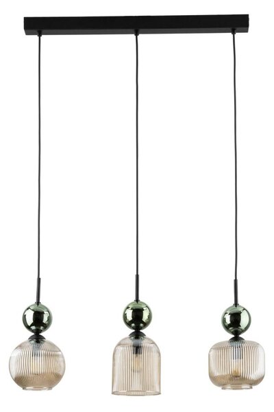 Lampadario a sospensione su cavo SOPHIA 3xE14/10W/230V nero/verde/beige fumé