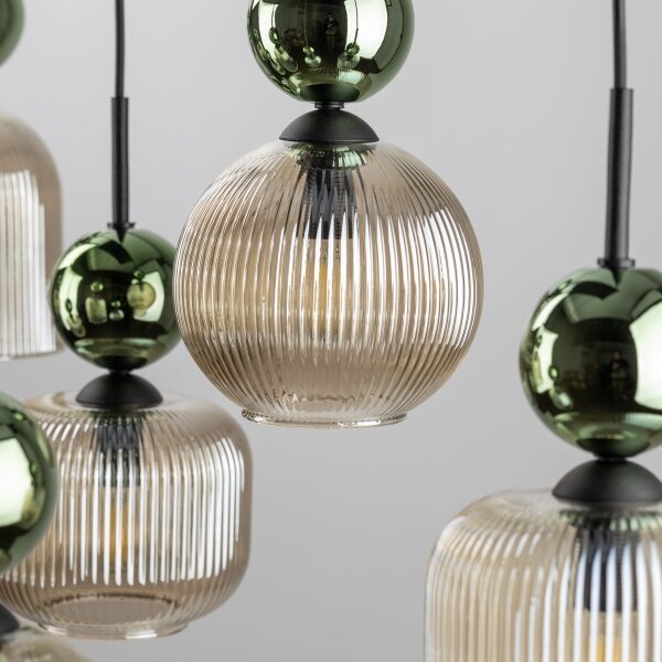 Lampadario sospeso su cavo SOPHIA 8xE14/10W/230V nero/verde/beige fumé
