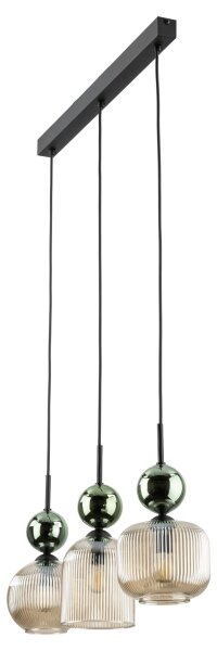 Lampadario a sospensione su cavo SOPHIA 3xE14/10W/230V nero/verde/beige fumé