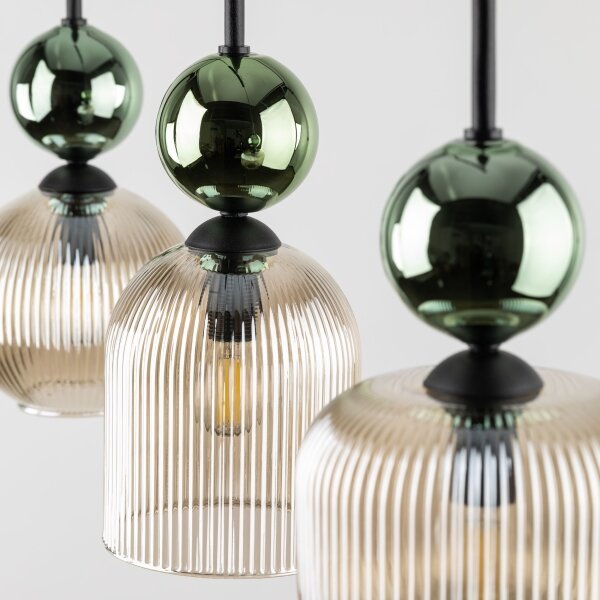 Lampadario a sospensione su cavo SOPHIA 3xE14/10W/230V nero/verde/beige fumé