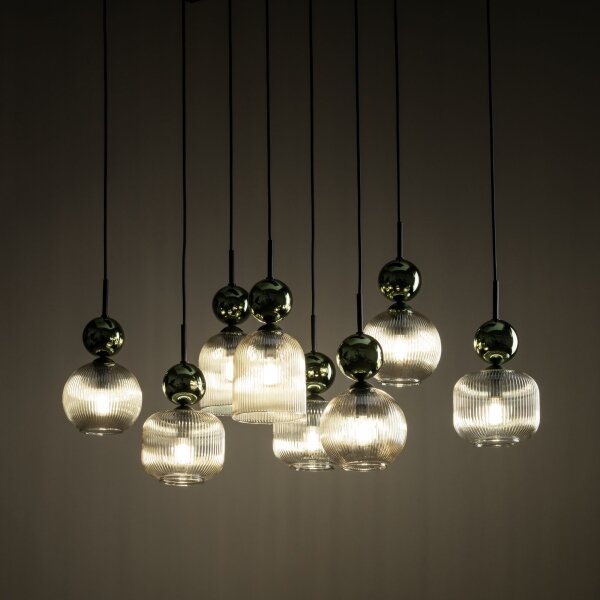 Lampadario sospeso su cavo SOPHIA 8xE14/10W/230V nero/verde/beige fumé
