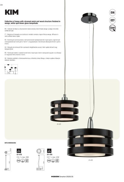 Redo 01-627 - Lampadario a stelo KIM 4xE14/28W/230V cromo lucido/nero