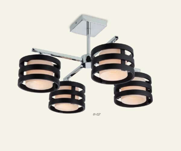 Redo 01-627 - Lampadario a stelo KIM 4xE14/28W/230V cromo lucido/nero