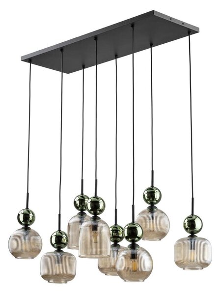 Lampadario sospeso su cavo SOPHIA 8xE14/10W/230V nero/verde/beige fumé
