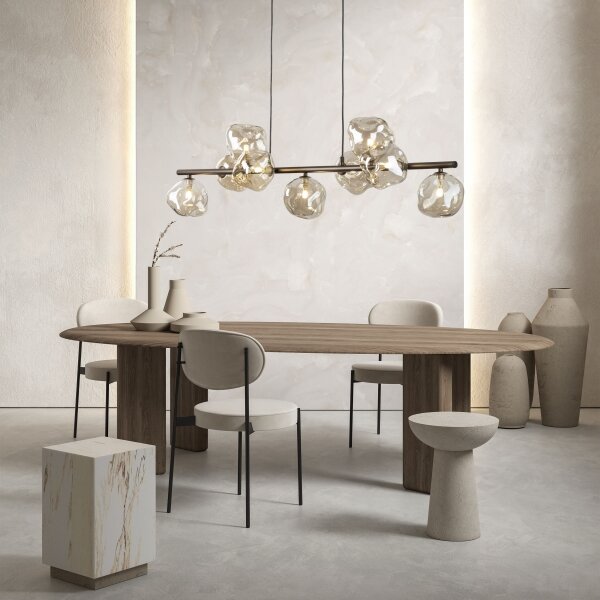 Lampada a sospensione su cavo LAVA 9xG9/8W/230V bronzo/beige fumé