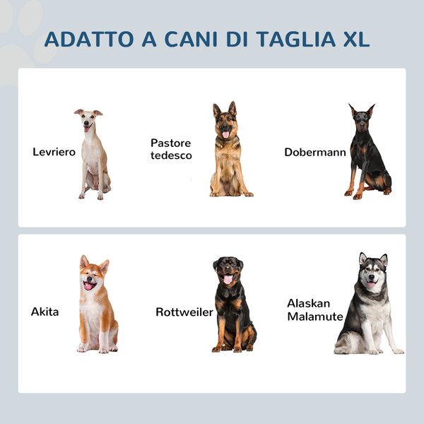 PawHut Ciotole Rialzate per Cani Grandi, Supporto in MDF con 2 Ciotole in Acciaio Inox, 60x30x41 cm, Bianco