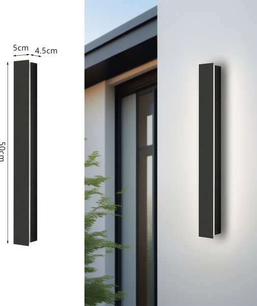 Brilagi - Applique da parete per esterni LINEAR LED, 12 W, 230 V, 4000 K, IP65, nero