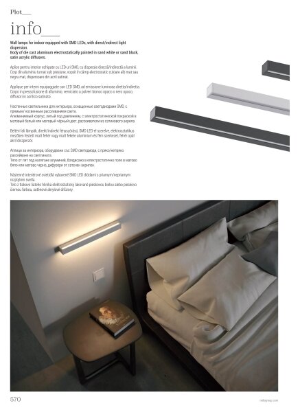 Redo 01-2767 - Lampada da parete LED PLOT, 35W/230V, 120 cm, nera