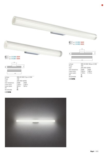 Redo 01-2593 - Illuminazione a LED per specchio da bagno RIGAL LED/18W/230V IP44 cromo/bianco