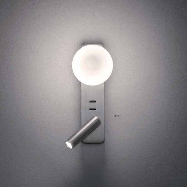 Redo 01-2993 - Lampada da parete LED OASIS LED/3W/230V+1xG9/10W USB CRI 90 cromo