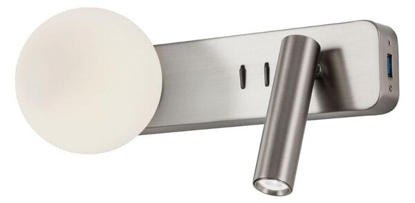 Redo 01-2993 - Lampada da parete LED OASIS LED/3W/230V+1xG9/10W USB CRI 90 cromo