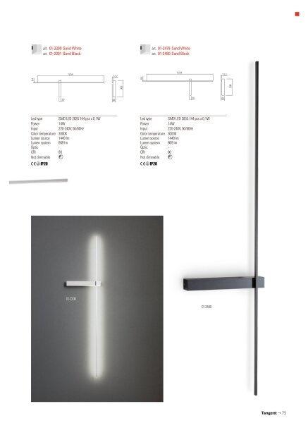 Redo 01-2479 - Applique LED TANGENT LED/14W/230V 3000K bianco