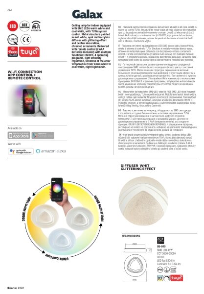 Redo 05-919 - Plafoniera LED dimmerabile GALAX LED/48W/230V bianca + telecomando