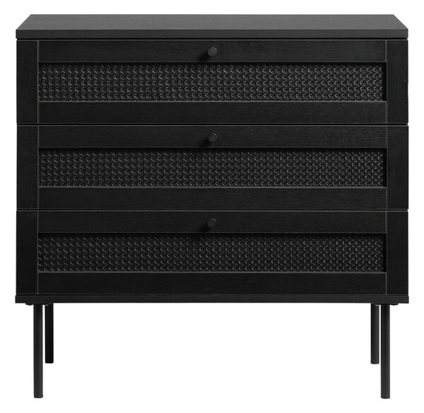 Cassettiera bassa nera in rovere 80x75 cm Pensacola - Unique Furniture