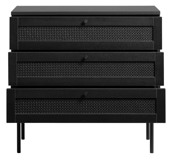 Cassettiera bassa nera in rovere 80x75 cm Pensacola - Unique Furniture