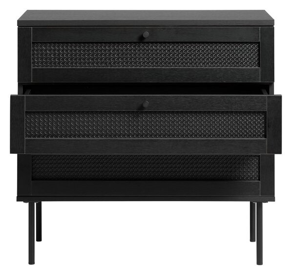 Cassettiera bassa nera in rovere 80x75 cm Pensacola - Unique Furniture