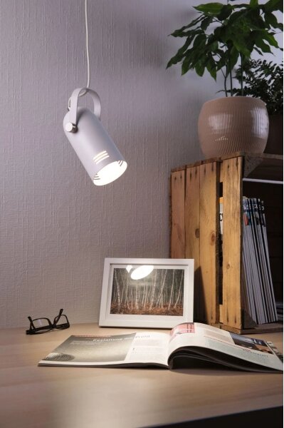 Paulmann 79767 - 1xE27/15W Lampadario a sospensione con cavo LAVEA 230V bianco