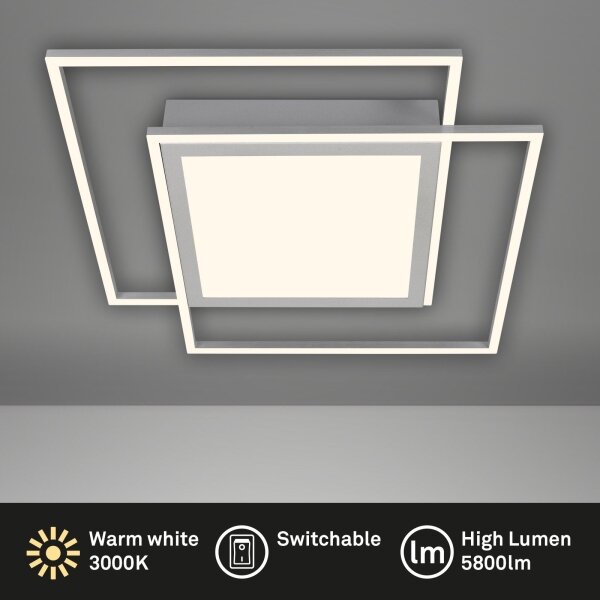 Brilo - Plafoniera LED 2xLED/16W/230V + LED/19W 51,5x51,5 cm cromo opaco