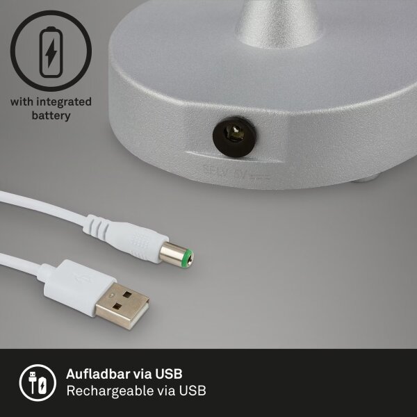 Brilo - Lampada da tavolo ricaricabile e dimmerabile LED per esterni OLANA, 3W/5V, IP44