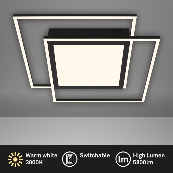 Brilo - Plafoniera LED 2xLED/16W/230V + LED/19W 51,5x51,5 cm nera