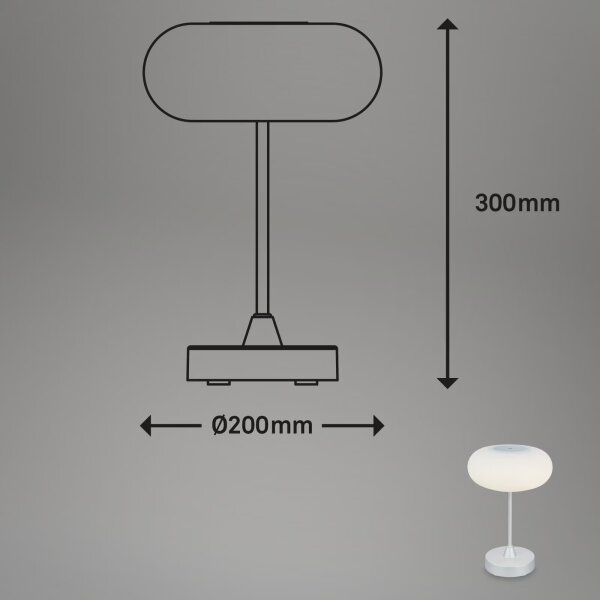 Brilo - Lampada da tavolo ricaricabile e dimmerabile LED per esterni OLANA, 3W/5V, IP44