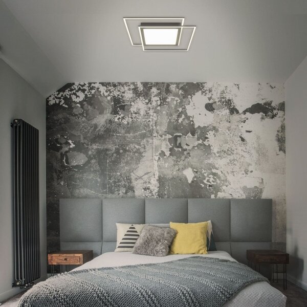 Brilo - Plafoniera LED 2xLED/16W/230V + LED/19W 51,5x51,5 cm nera