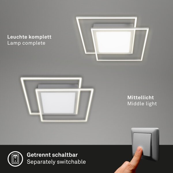 Brilo - Plafoniera LED 2xLED/16W/230V + LED/19W 51,5x51,5 cm cromo opaco