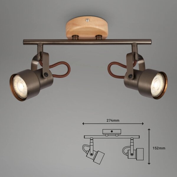 Brilo - Faretto LED TAHUN 2xGU10/5W/230V marrone