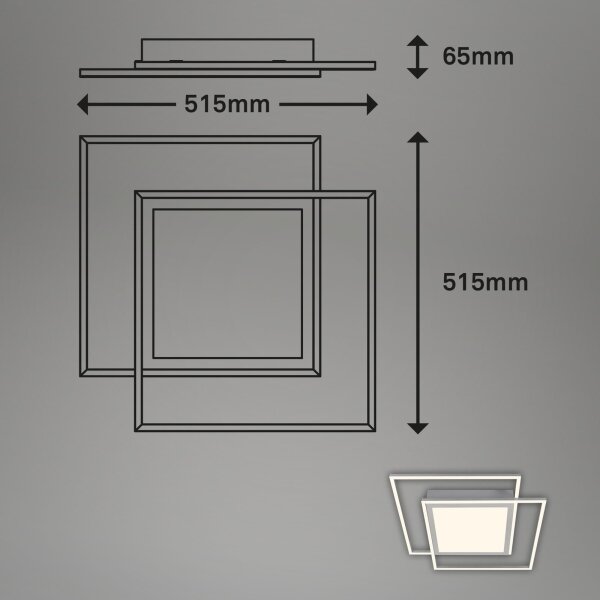 Brilo - Plafoniera LED 2xLED/16W/230V + LED/19W 51,5x51,5 cm cromo opaco
