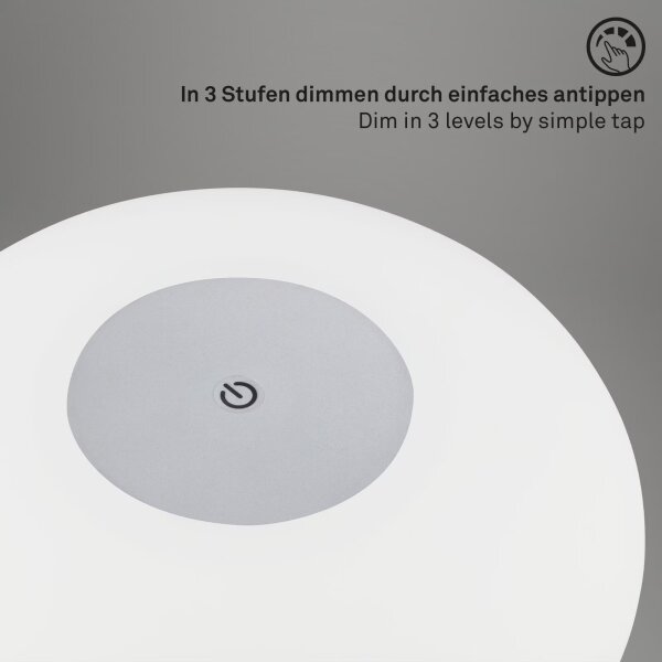 Brilo - Lampada da tavolo ricaricabile e dimmerabile LED per esterni OLANA, 3W/5V, IP44