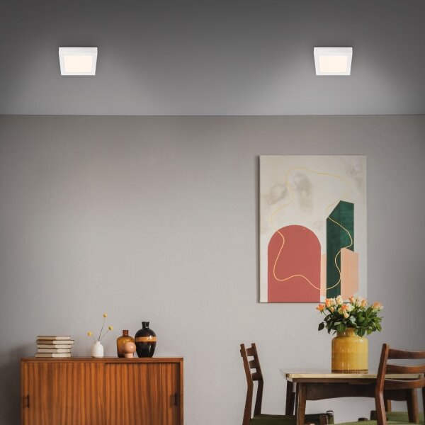 Briloner 7123-016 - Plafoniera a LED FIRE, 12W, 230V, 3000K, 17x17 cm, bianco