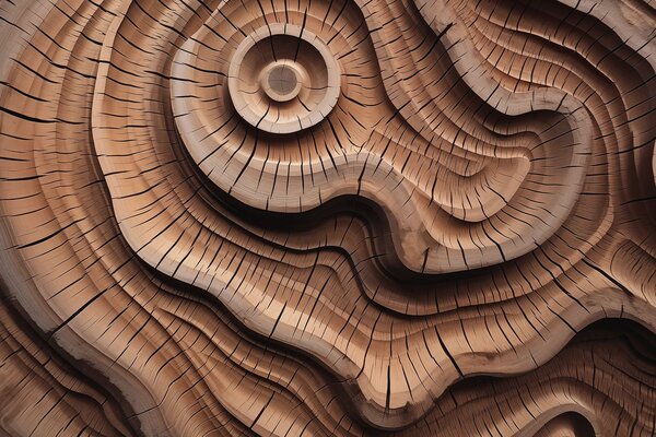 Carta da parati Scultura in legno con motivo a spirale, Carta da parati Effetto Legno, Carta da parati popolare, w02232 - Tapeko.it