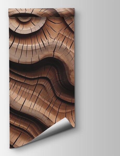 Carta da parati Scultura in legno con motivo a spirale, Carta da parati Effetto Legno, Carta da parati popolare, w02232 - Tapeko.it