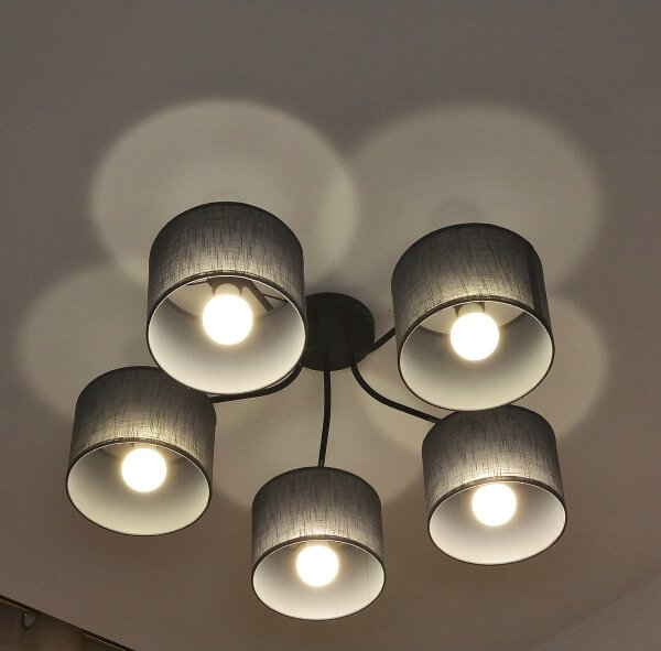 Lampadario a plafone ALBA 5xE27/15W/230V grigio