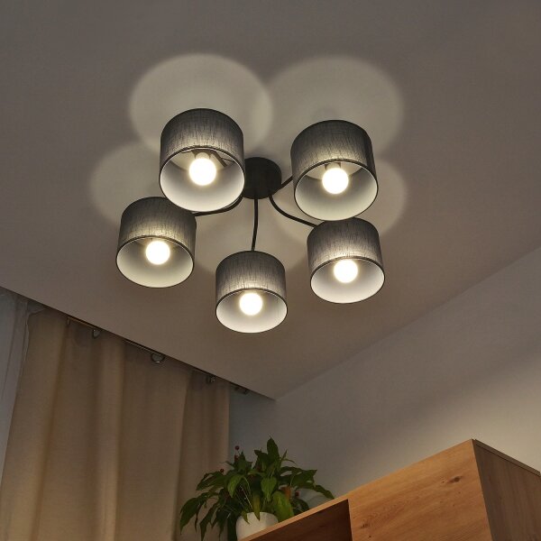 Lampadario a plafone ALBA 5xE27/15W/230V grigio