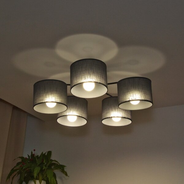 Lampadario a plafone ALBA 5xE27/15W/230V grigio