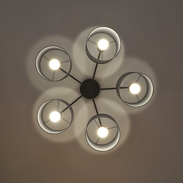 Lampadario a plafone ALBA 5xE27/15W/230V grigio