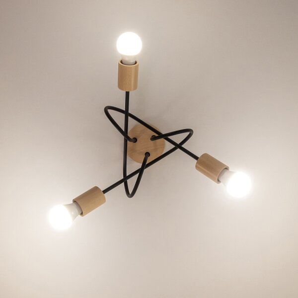 Plafoniera OXFORD 3xE27/15W/230V pino/nero
