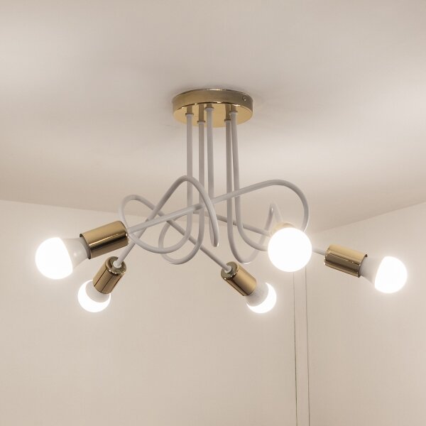 Plafoniera OXFORD 5xE27/15W/230V oro/bianco