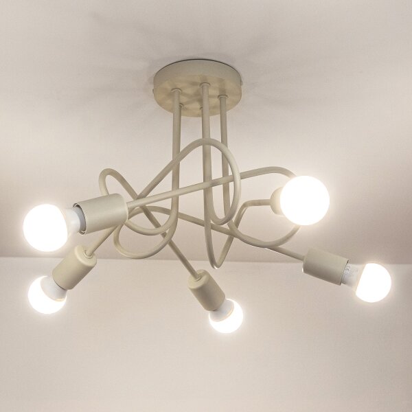 Lampadario a plafone OXFORD 5xE27/15W/230V crema