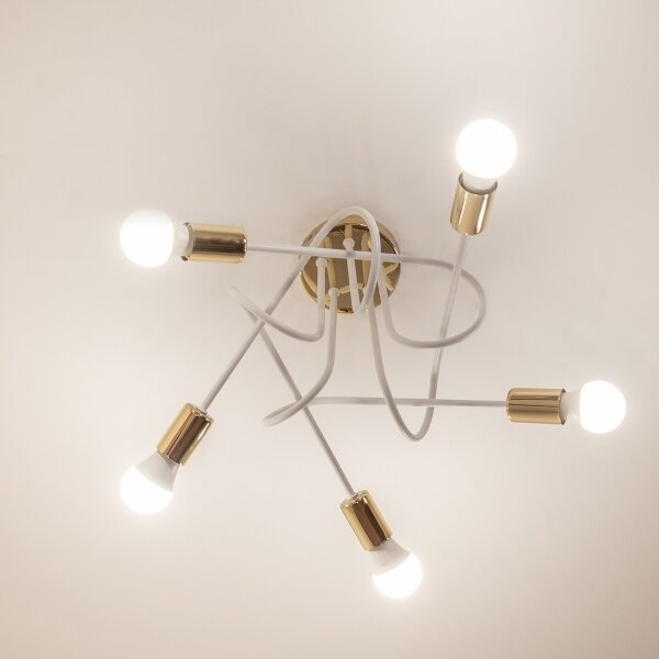 Plafoniera OXFORD 5xE27/15W/230V oro/bianco