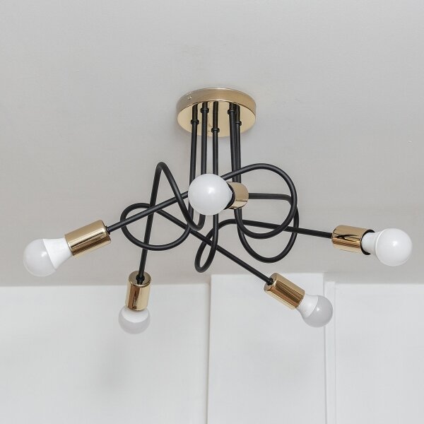 Lampadario a plafone OXFORD 5xE27/15W/230V oro/nero