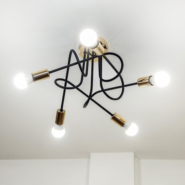 Lampadario a plafone OXFORD 5xE27/15W/230V oro/nero