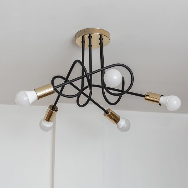 Lampadario a plafone OXFORD 5xE27/15W/230V oro/nero